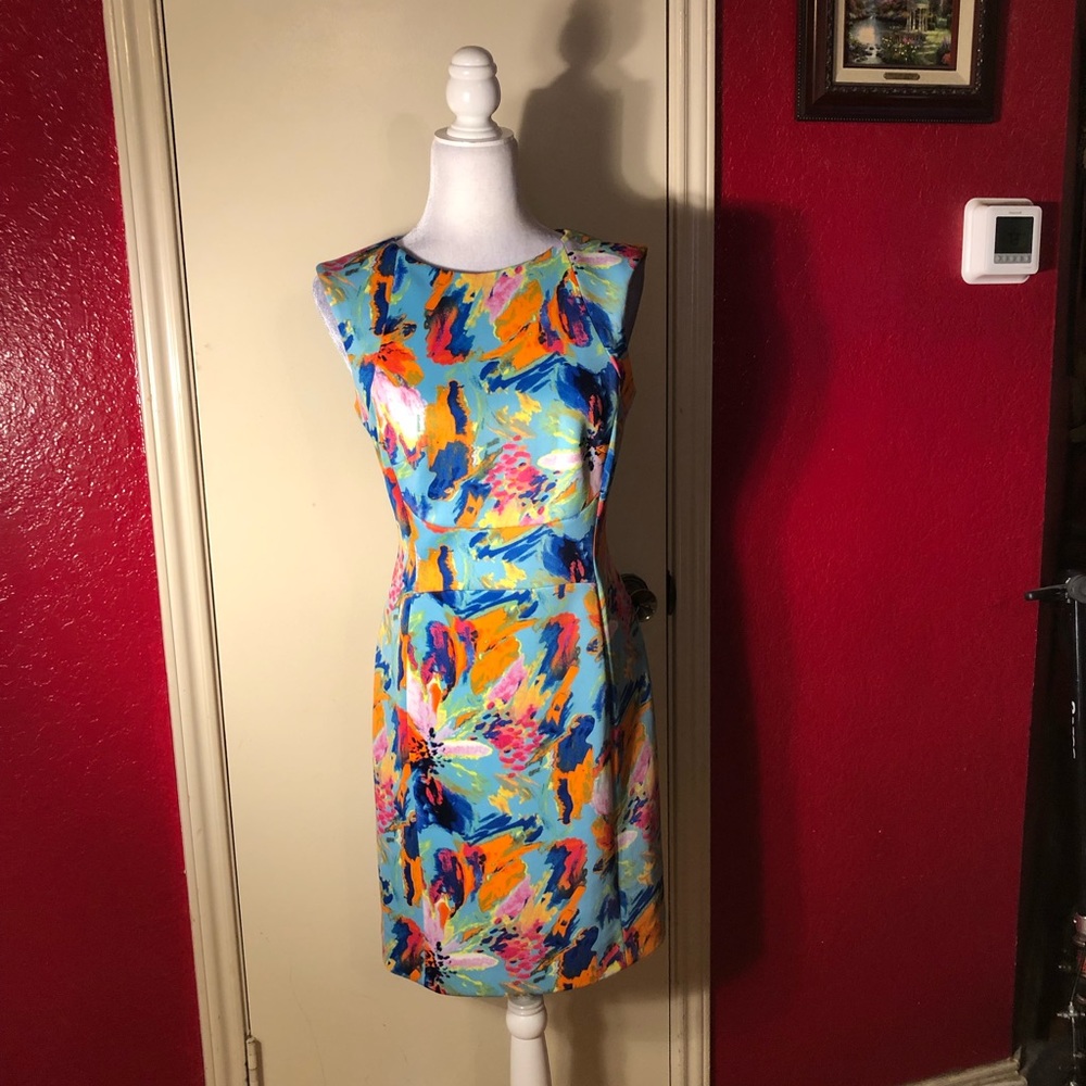 Tahari Sleeveless Multi Color Dress